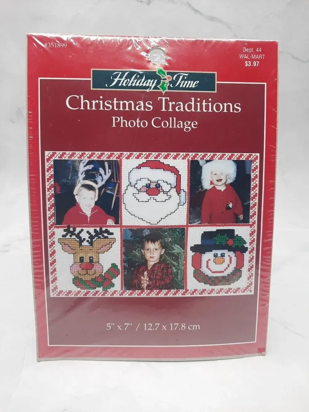 Vintage Leisure Arts Christmas Traditions Photo Collage Counted Cross Stitch Kit